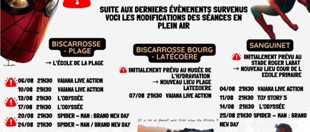 PROGRAMME SEANCES CINEMA PLEIN AIR MIS A JOUR