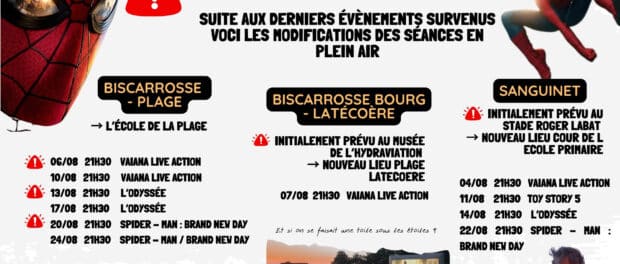 PROGRAMME SEANCES CINEMA PLEIN AIR MIS A JOUR